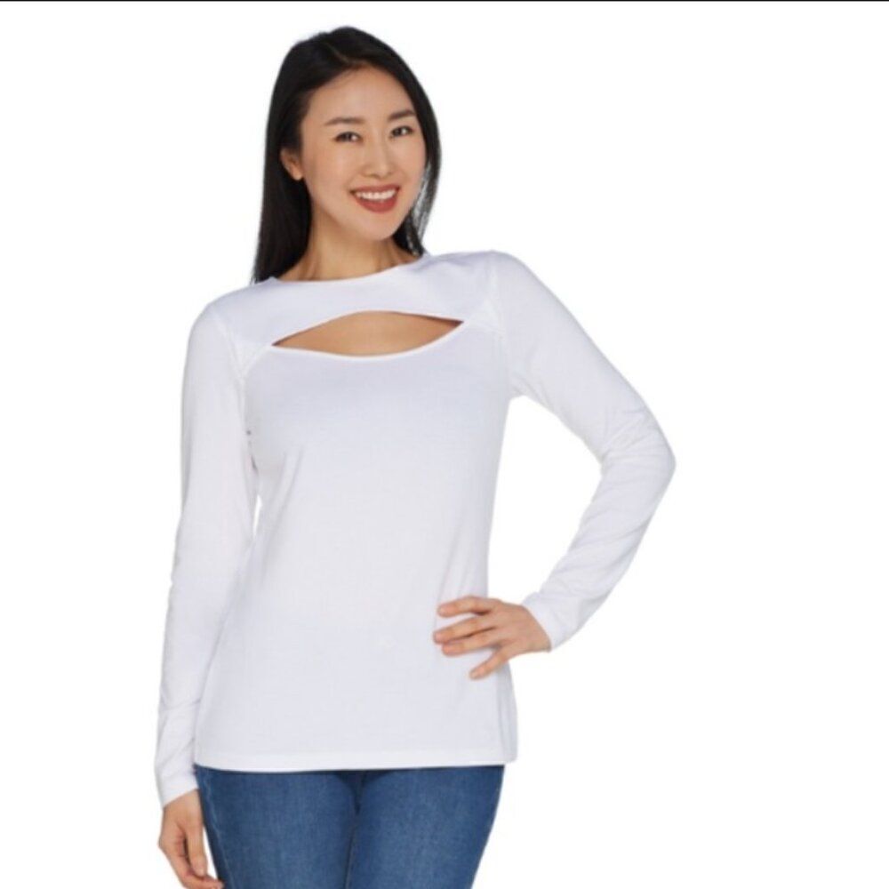 NWOT G.I.L.I. Long Sleeve Open Keyhole Top | Size M